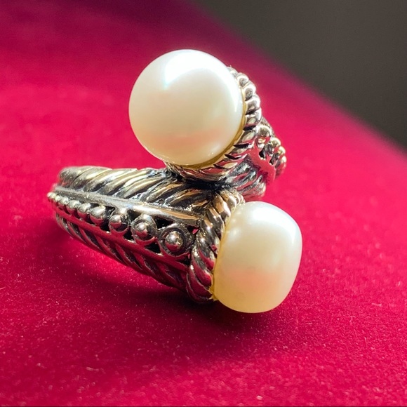 Beautiful Sterling Silver Cultured Freshwater Button Pearl Ring Size 5 - Picture 8 of 14